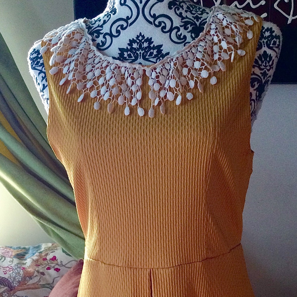 Free People Dress Golden Yellow w/ lace collar 4